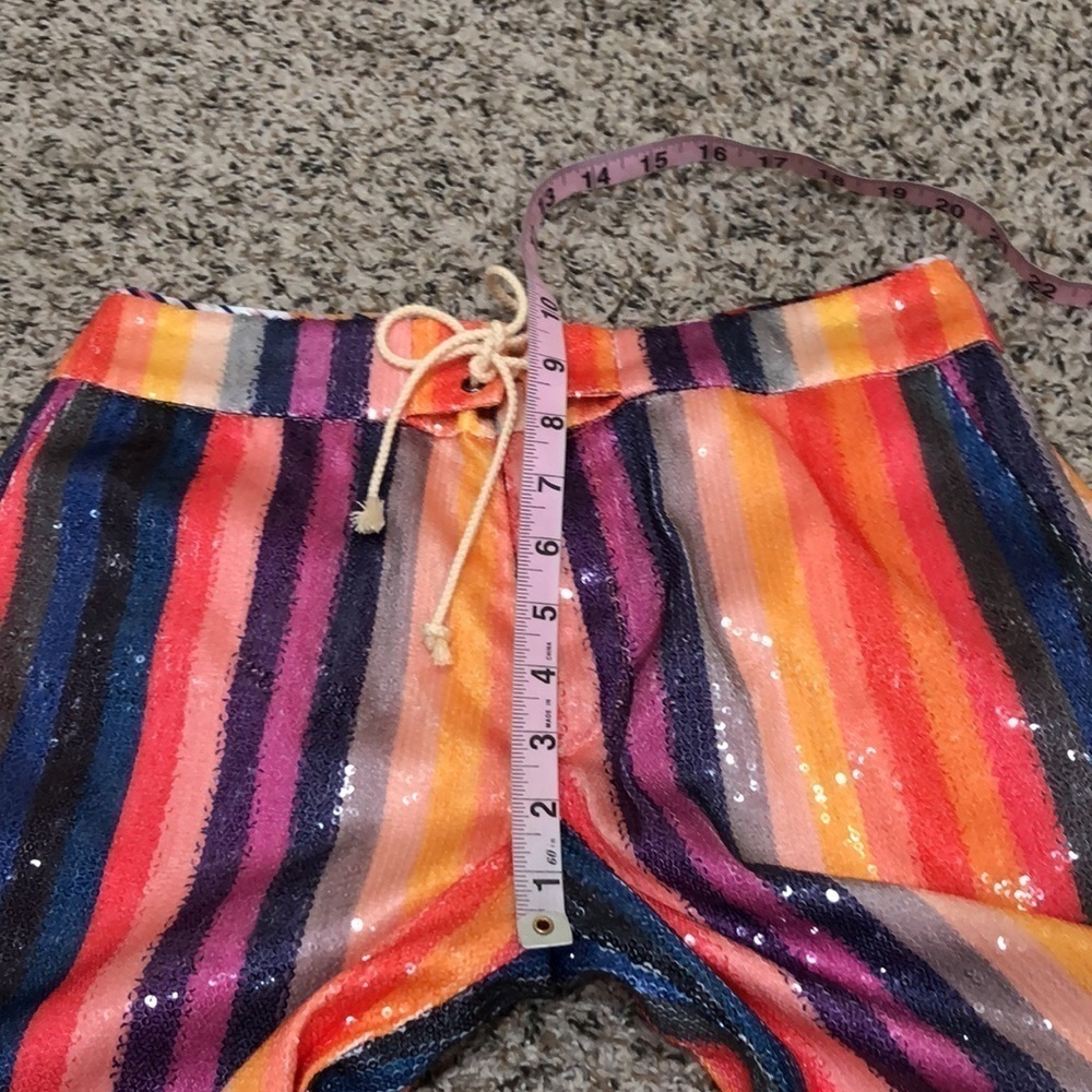 Le Superbe Epic Sequin Rainbow Striped Bermuda Shorts Size 0 - Picture 6 of 10